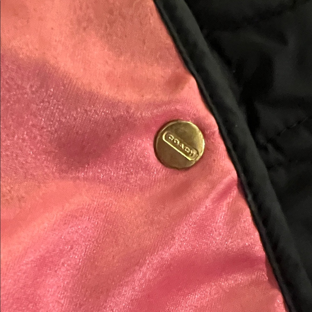 Coach Women’s Quilted Black Puffer with Pink Accents - Picture 4 of 4
